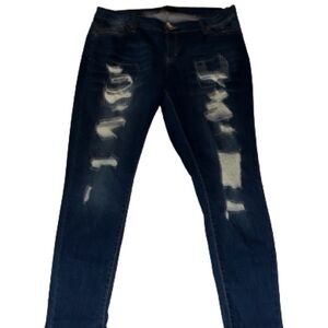 Wax Jeans Los Angeles skinny distressed cropped roll up denim jeans size 18